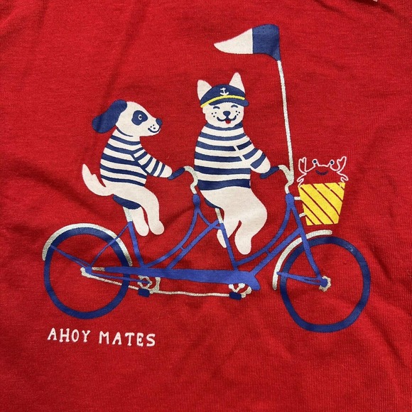 First Impressions Nautical Ahoy Mates Dog Bicycle Tee‎ Red 18 Month New - Picture 2 of 4